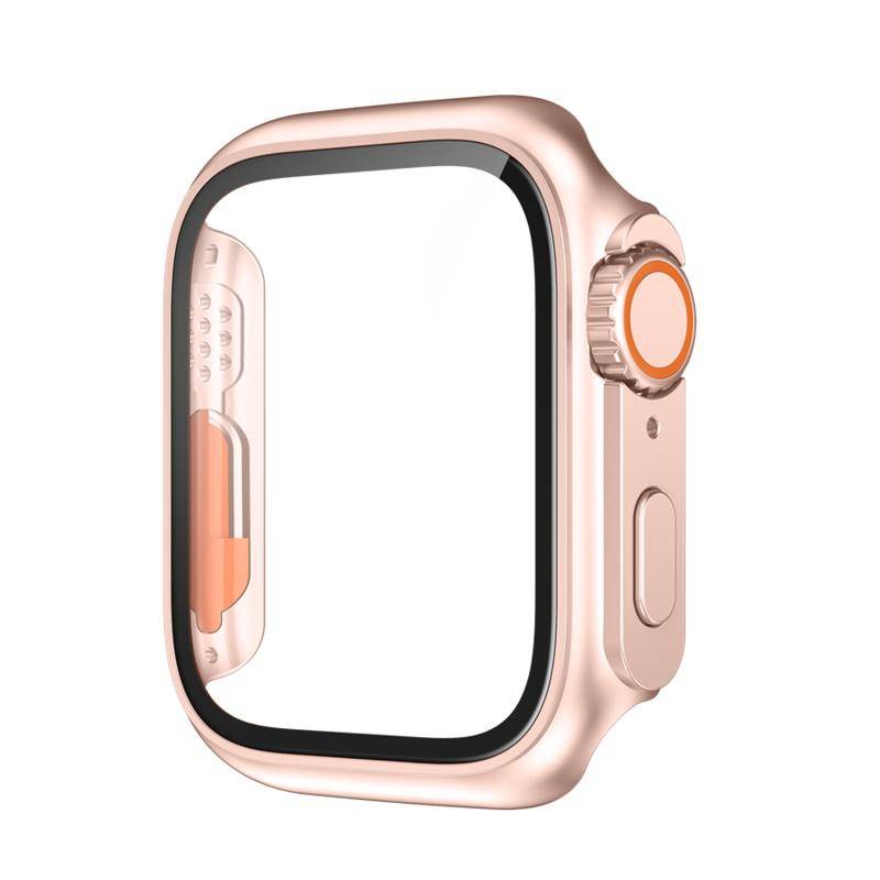 Pc CaSE+Tempered Glass For Apple Watch Series8 7 45mm 41mm cover Pelindung Layar change to ultra For iWatch Series6 5 4 se 44mm 40mm Aksesoris