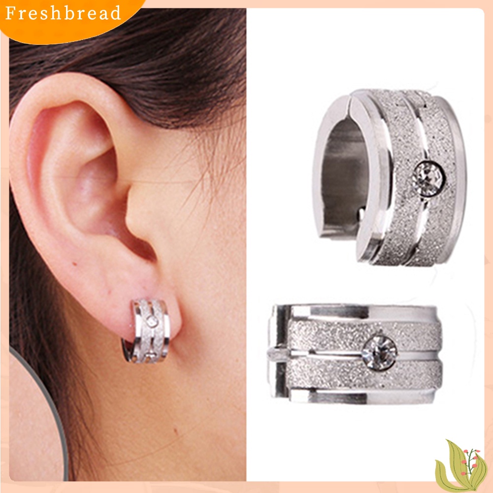 {In Stock} 1pasang Pria/'s Wanita' s Punk Keren Telinga Anting-Anting Berlian Imitasi Baja Titanium Hoop Earrings