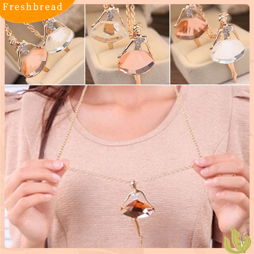 {In Stock} Wanita Fashion Berlian Imitasi Balet Gadis Liontin Sweater Rantai Kalung Perhiasan