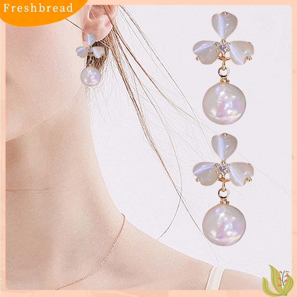 {In Stock} 1pasang Anting Stud Dainty Elegan Temperamen Gaya Perancis Mutiara Imitasi Opal Bunga Wanita Drop Earrings Perhiasan Aksesoris