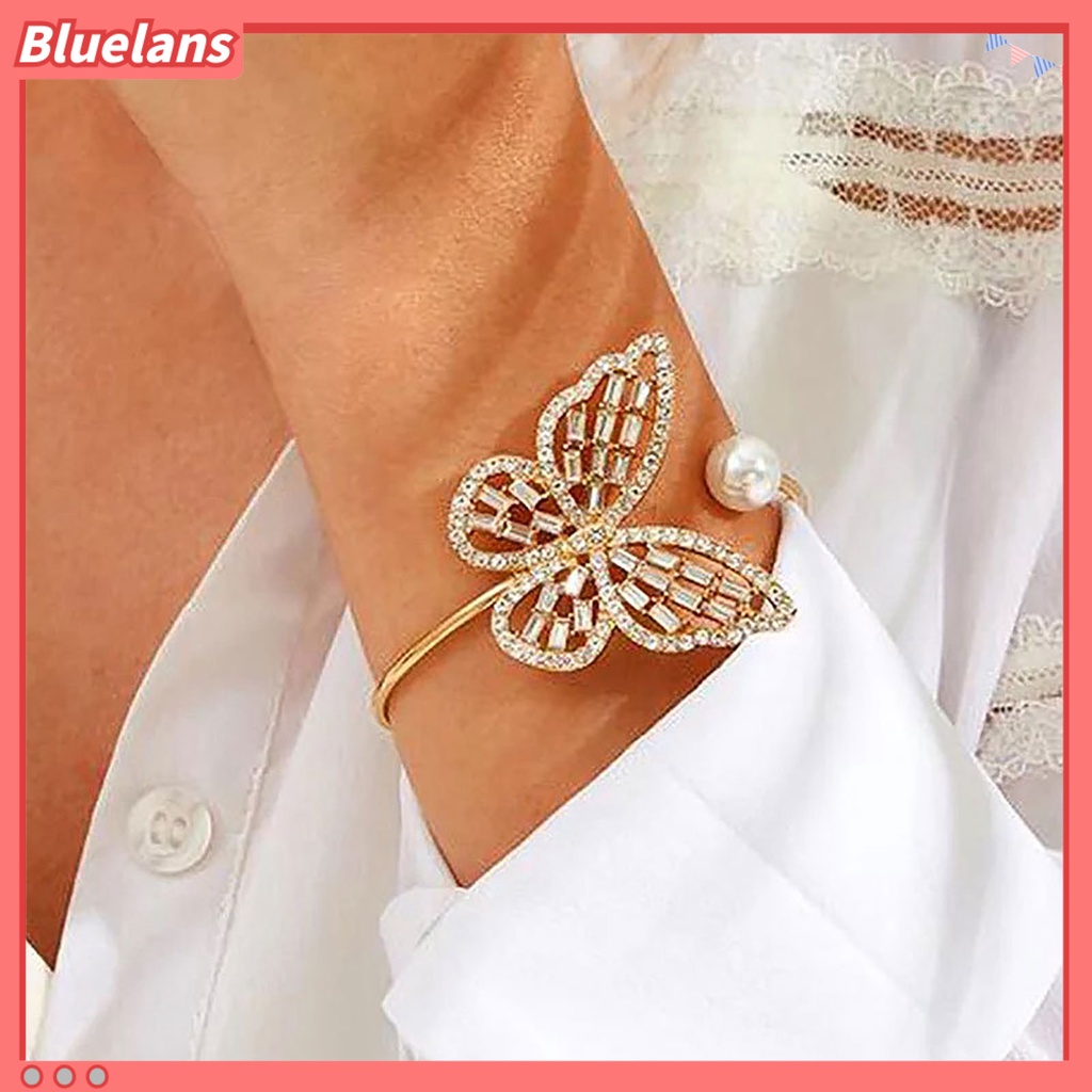 {In Stock} Gelang Bangle Stylish All-match Flexible Alloy Pembukaan Adjustable Butterfly Untuk Pesta