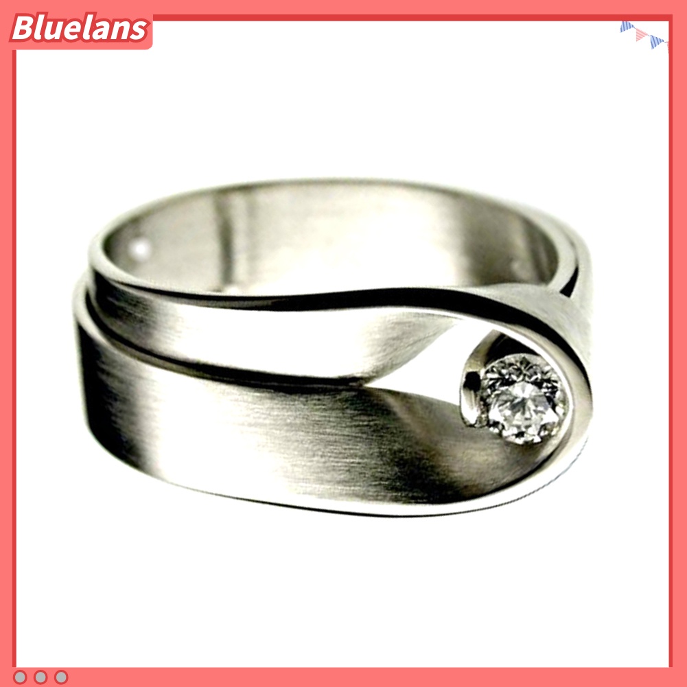 {In Stock} Fashion Unisex Cubic Zirconia Tergabung Pernikahan Pertunangan Jari Cincin Perhiasan