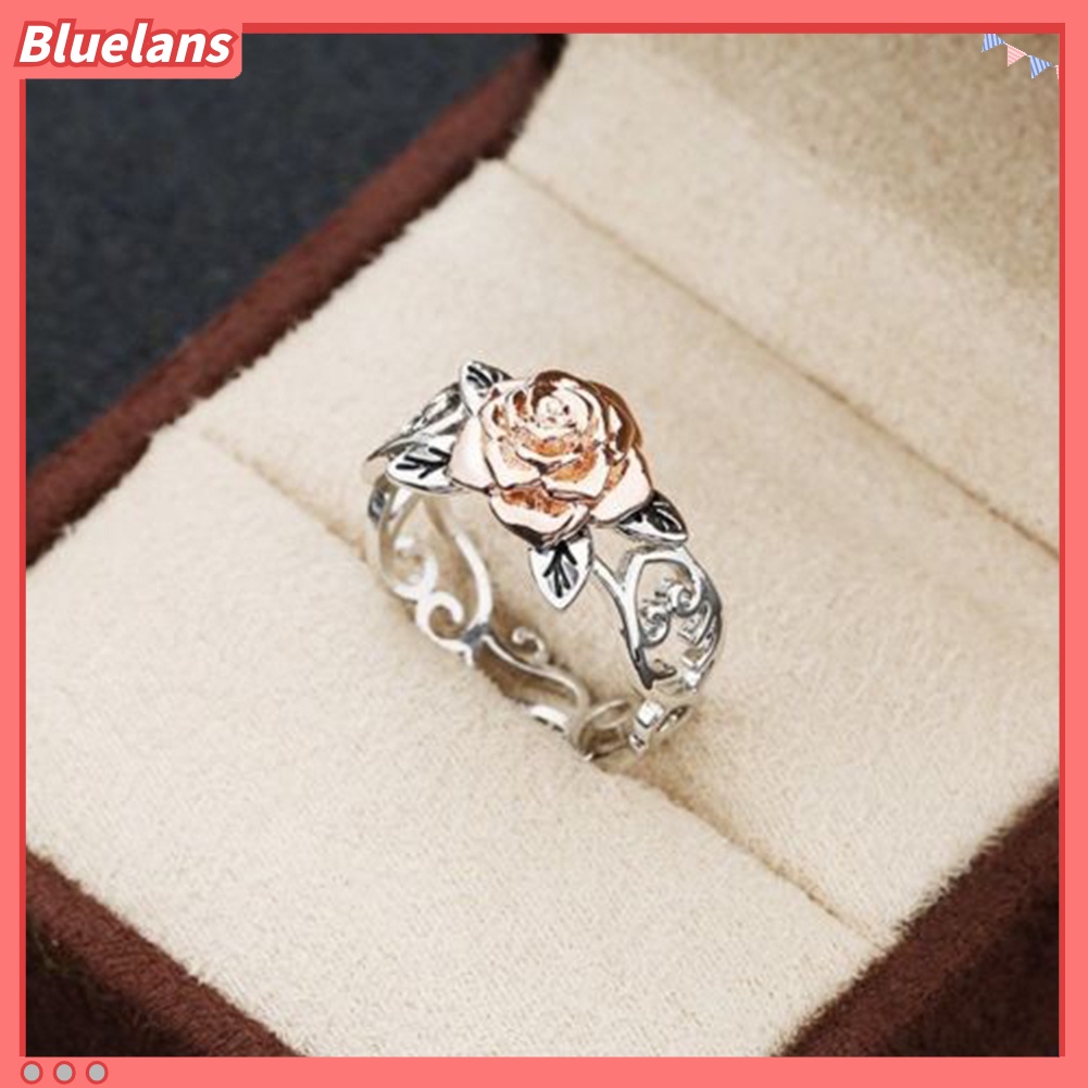 {In Stock} Retro Wanita Bunga Mawar Kerawang Ukir Jari Cincin Pesta Perhiasan Hadiah Ulang Tahun