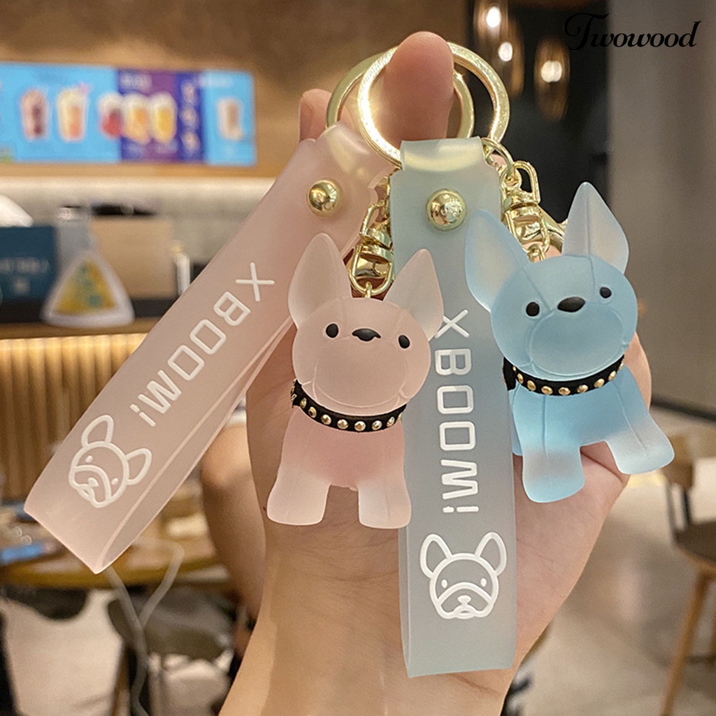 Twowood Gantungan Kunci Kartun Lucu Serbaguna Tiga Dimensi Dapat Digunakan Kembali Transparan Berbentuk Hewan Hias Hadiah French Bulldog Key Ring Bag Pendant Jewelry Untuk Kehidupan Sehari-Hari