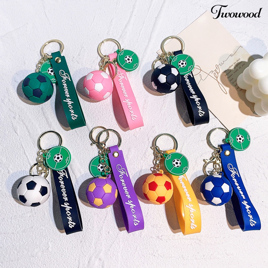 Twowood Football Keychain Metal Buckle Soft PVC Lovely Keyholder Ornamen Portable Kartun Gantungan Kunci Tas Liontin Aksesoris Souvenir Hadiah