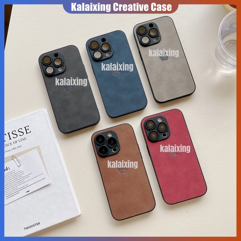 [Dengan Logo] Casing Ponsel Kulit Domba Untuk iPhone 14 Pro Max13 12 Pro Max 11 Pro Max Dengan Casing Lensa Kaca