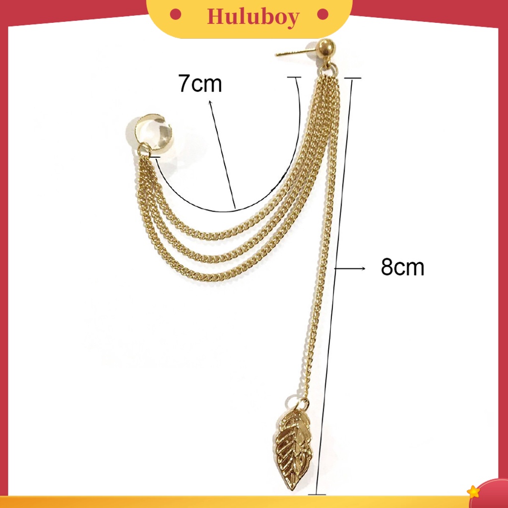 {Ready Stock} 1Pc Anting Tusuk Gaya Gothic Punk Hias Alloy Wanita Rantai Daun Menjuntai Earrings Untuk Liburan