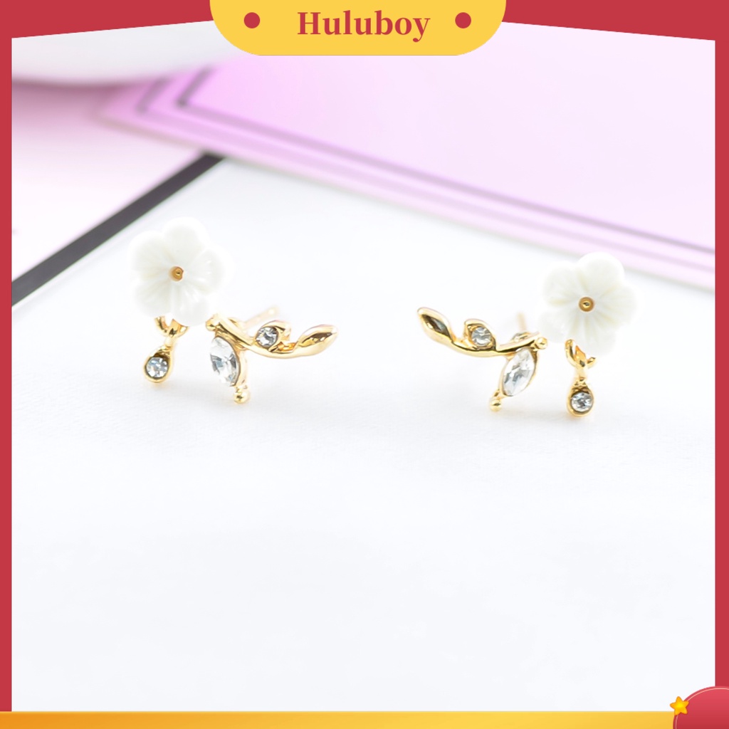 {Ready Stock} Anting Bentuk Daun Bunga Desain Cantik Alloy Hias Berlian Imitasi Ear Stud Untuk Kehidupan Sehari-Hari