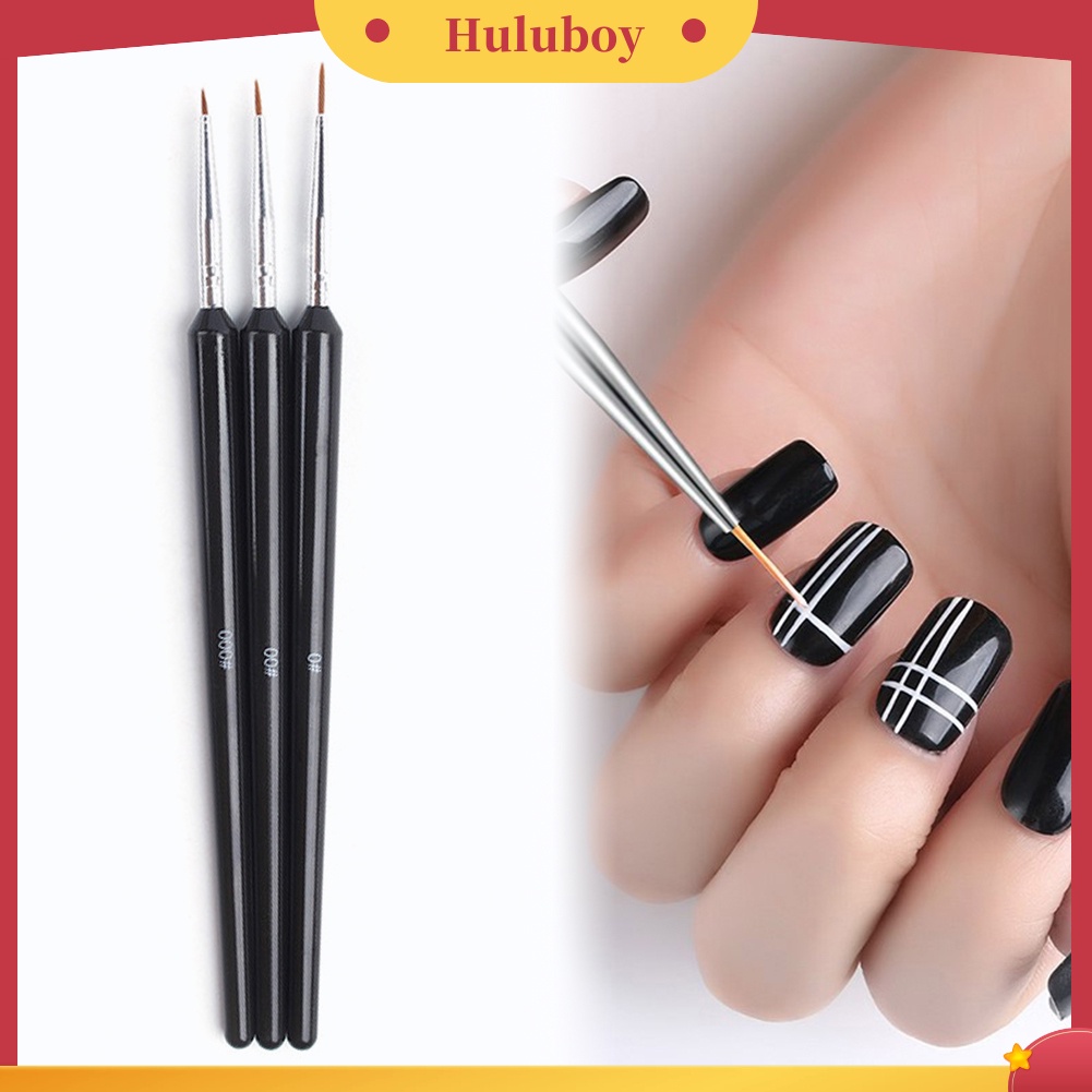{In Stock} 3Pcs Kuas Lukisan Nail Art Kait Garis Tarik Bunga Pen Gel Extension