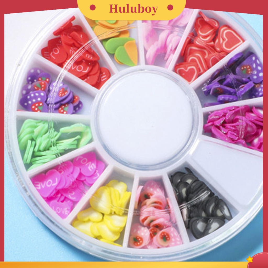 {In Stock} 1kotak Irisan Kuku Bentuk Buah Bunga Efek 3D Ultra Tipis Polymer Mixed Nail Art Slime DIY Charms Untuk Perempuan