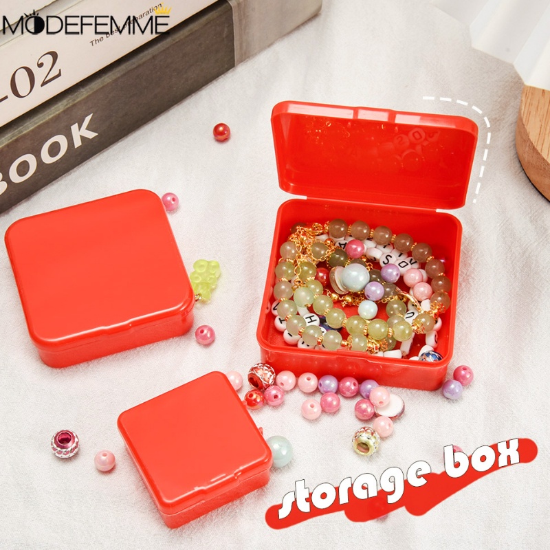 [Unggulan] Kotak Persegi Merah Tipe Flip-top Barang Kecil Wadah Organizer Travel Jewelry Organizer Case Mini Kotak Penyimpanan Plastik Mudah Dibawa Cincin Anting Tahan Debu Case