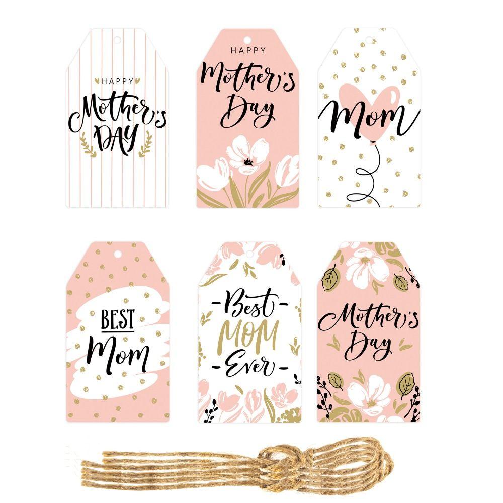 TOP 60pcs Mother's Day Tag Perlengkapan Nikmat DIY Hadiah Hari Ibu Pembungkus Dekorasi Best Mom Hang Tag