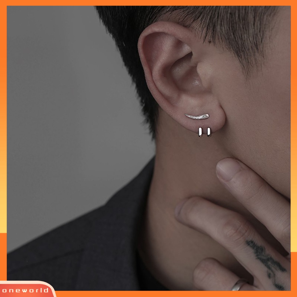 [OWR] Ear Studs Punk Hip Hop Dilepas 2-cakar Kait Kepribadian Hadiah Keren Gaya Sederhana Pria Anting Perhiasan Fashion