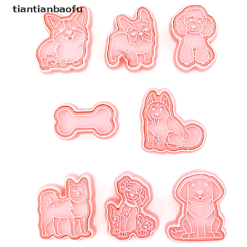 [tiantianbaofu] 8 Pcs Lucu Puppy Biskuit Cetakan DIY Teddy Dog Fondant Cookie Mold Alat Dekorasi Kue Cookie Cutters Pastry Moulds Perlengkapan Baking Butik