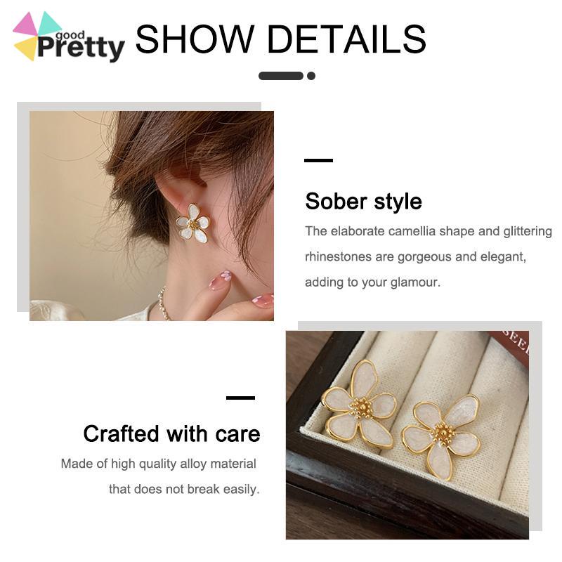 Anting Camelia Flower anting wanita Prancis anting-anting kecil yang segar - PD