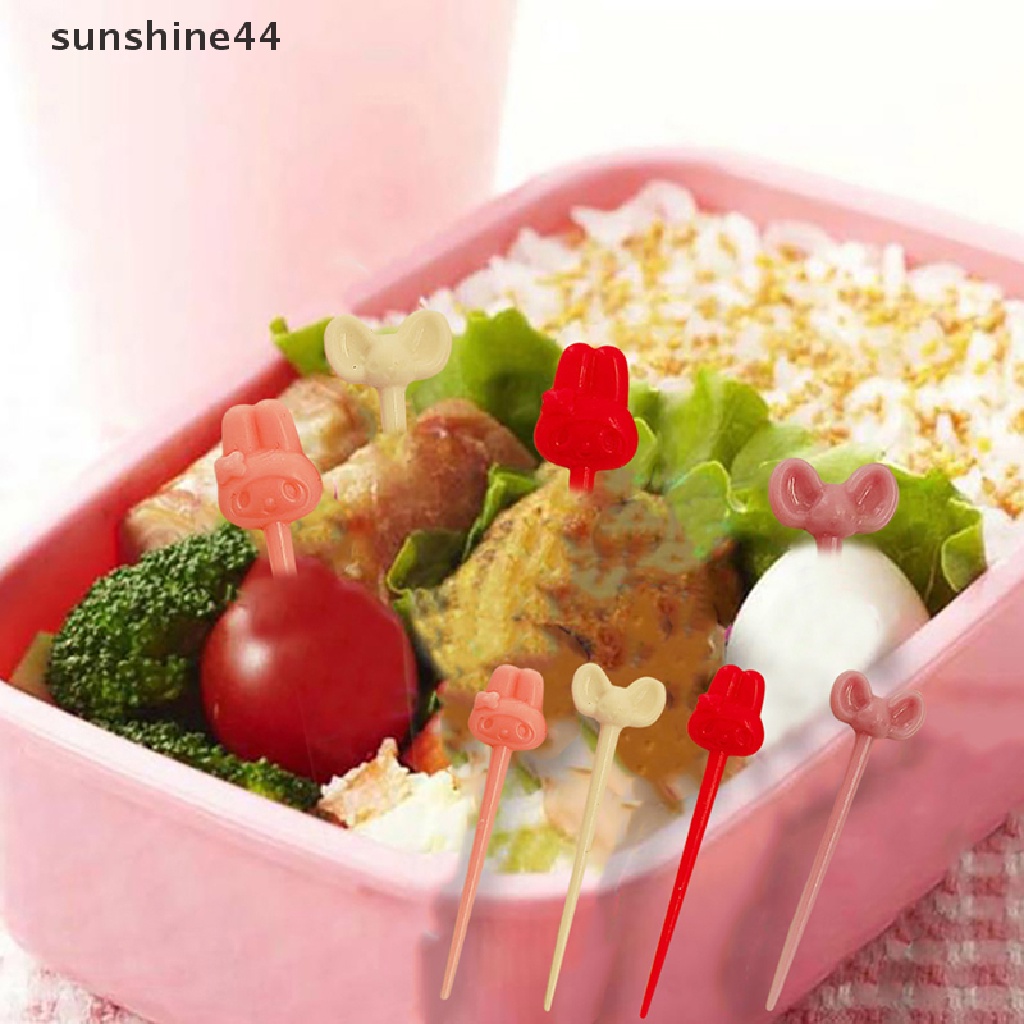 Sunshine 10Pcs/set Mini Garpu Buah Makanan Ringan Kue Tusuk Gigi Kartun Makan Siang Bento Aksesoris Dekorasi Pesta ID