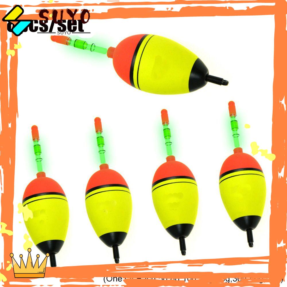 Suyo 8pcs Pelampung Malam Memancing 5per8x10,15,20,30 /40 /50g Bobber Tongkat Lampu Plastik