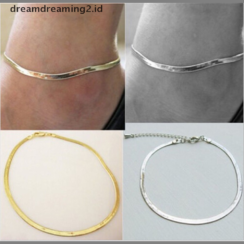 (hot) 1pc Gelang Kaki Rantai Silver/Gold Plated Gelang Kaki Perhiasan Kaki Perhiasan Pantai//