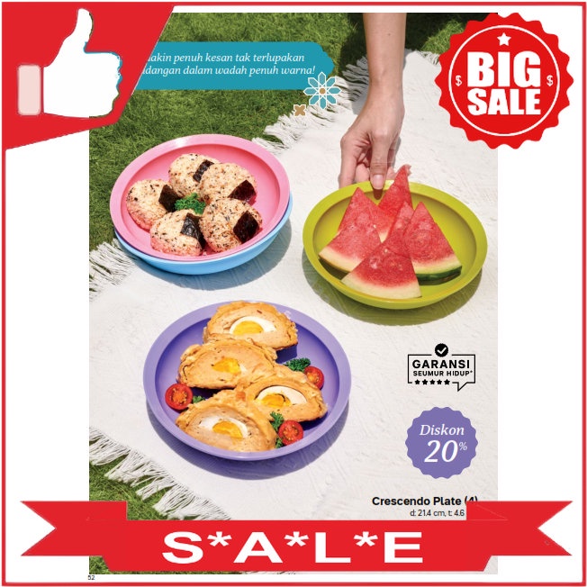 Tupperware Crescendo Plate warna warni 4pcs Promo April 2023