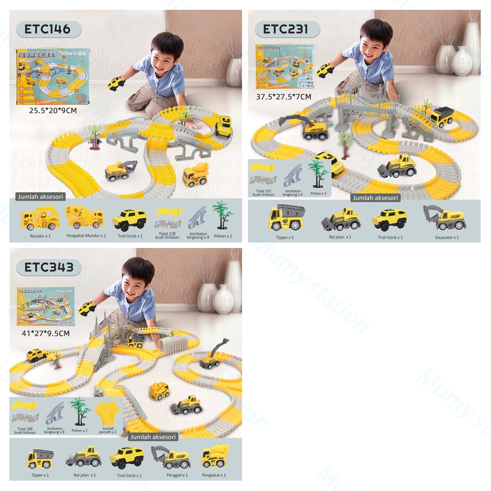 Mumystation  DIY City Truck Mainan Anak Mobil Mobilan Puzzle Car Rail Car Mainan Truk