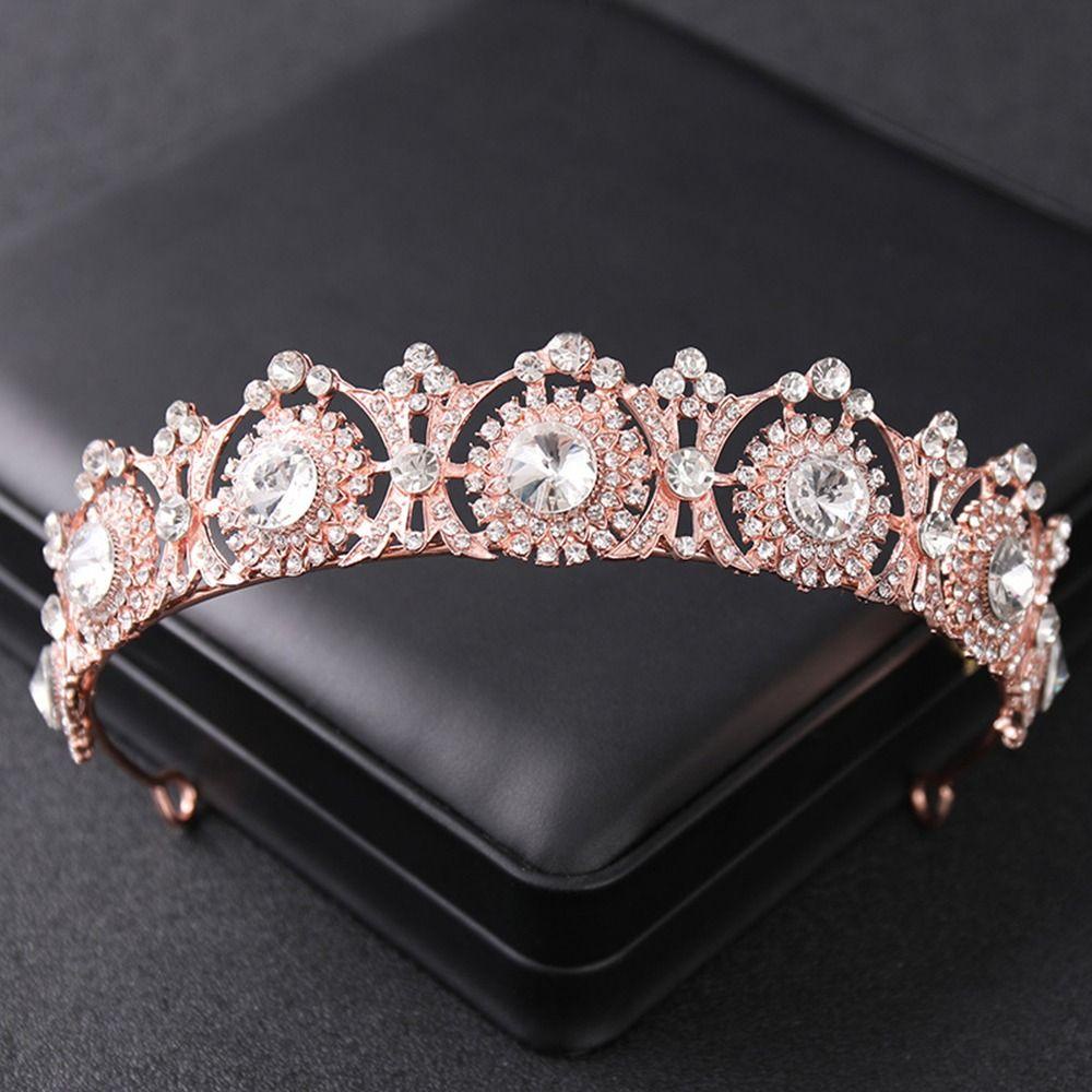 Needway Tiara Berlian Aksesoris Rambut Pernikahan Elegan Untuk Gadis Untuk Pengantin Kepala Untuk Putri Baroque Untuk Wanita Korea Style Tiara