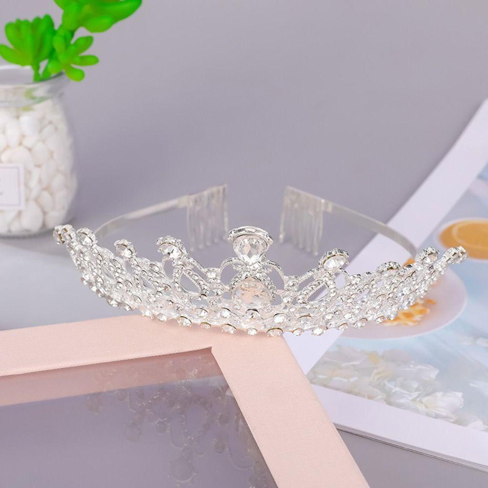 Needway Mahkota Kristal Kreatif Warna-Warni Putri Elegan Temperamen Baroque Berlian Imitasi Tiara