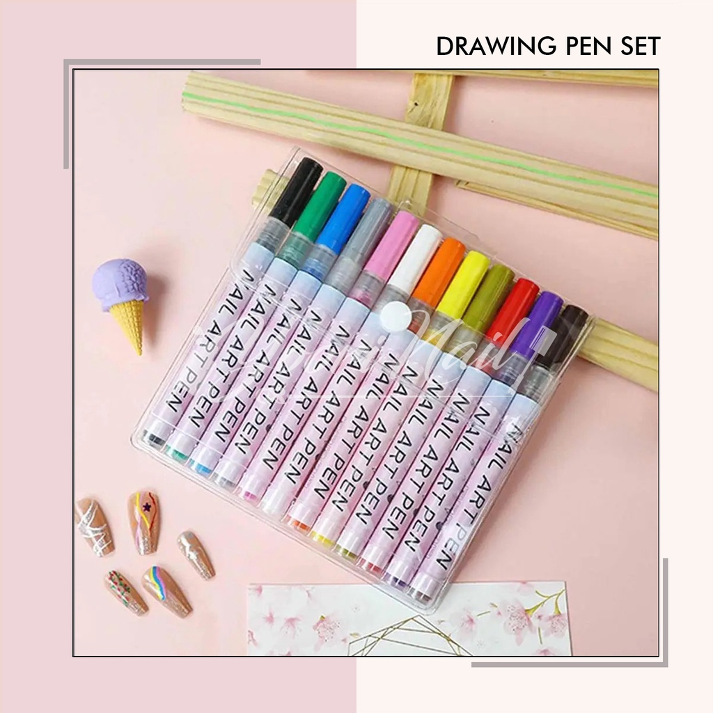 Drawing pen set painting gel drawing nail art pen lukis nailart dekorasi