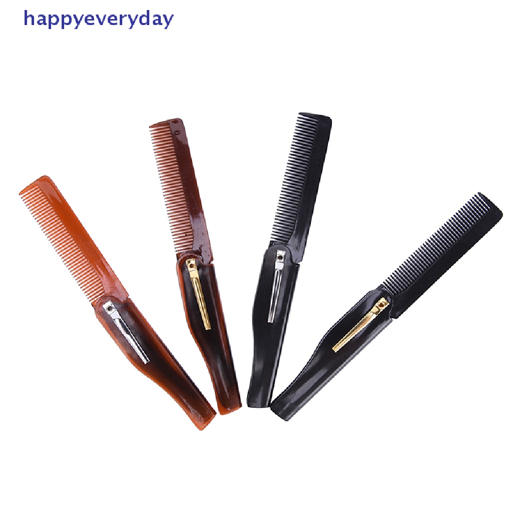 [happy] 1pc Sisir Rambut Lipat Pocket Clip Hair Moustache Beard Comb Alat Styling Rambut [ID]