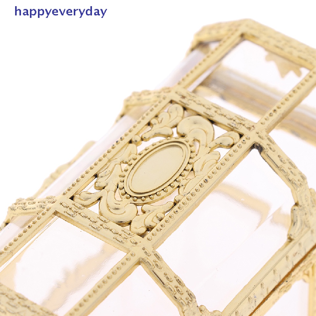 [happy] 1pc Portable Candy Hollow Gold Silver Treasure Chest Case Organizer Kotak Penyimpanan [ID]