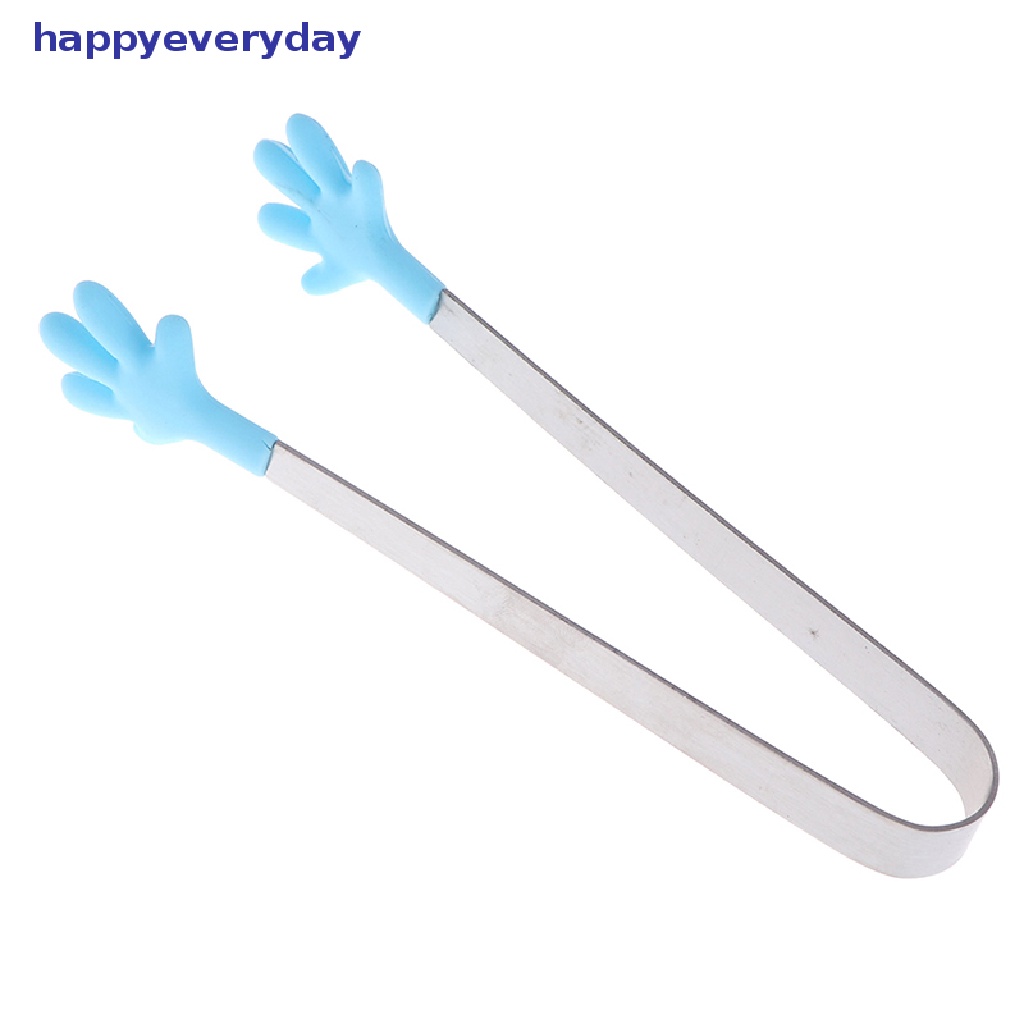 [happy] Silikon Stainless Steel Masak Dapur Es Tong Makanan BBQ Salad Hand Clip [ID]