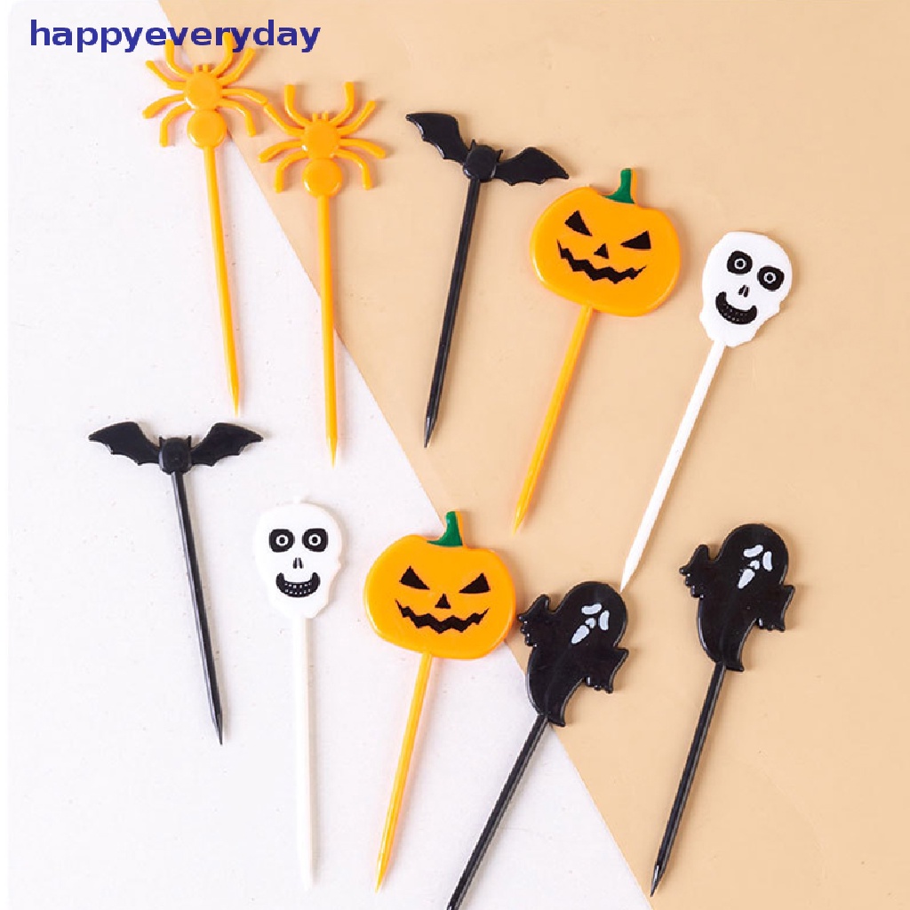 [happy] 6/10pcs Halloween Set Garpu Buah Ultraman Garpu Plastik Tusuk Gigi Kue Portable [ID]