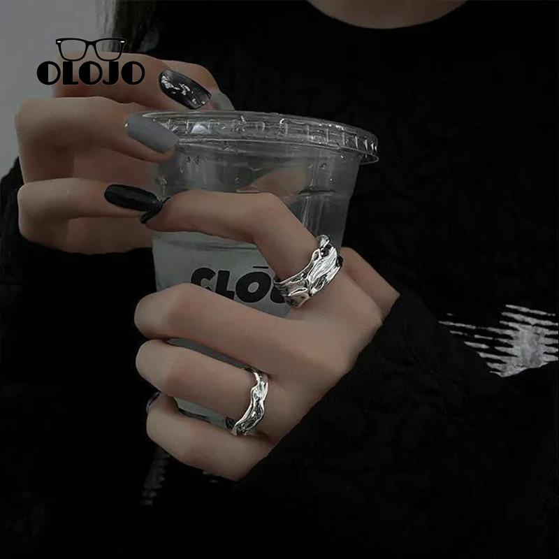 【COD】Cincin Pasangan Tidak Teratur Pembukaan Canggih Desain Yang Dapat Disesuaikan Cincin Kepribadian Fashion