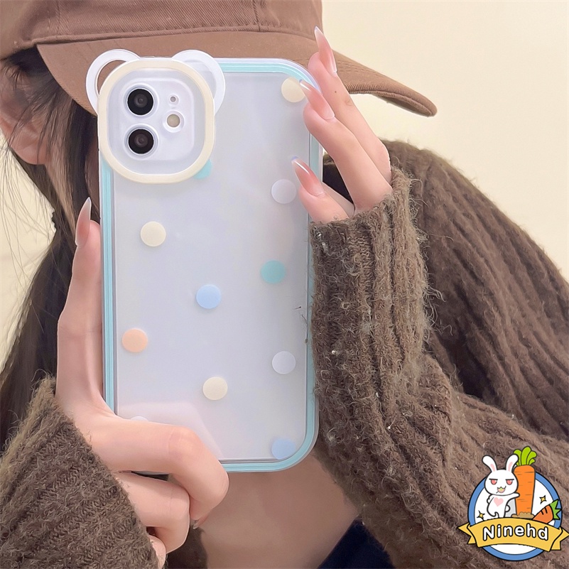 IPHONE Casing Kompatibel Untuk Iphone14 13 12 11 Pro Max X Xr Xs Max SE 8 7 6 6s Plus Pasangan Titik Gelombang Sederhana Casing Ponsel Transparan Anti Jatuh Halus Lembut Shockproof Cover Pelindung