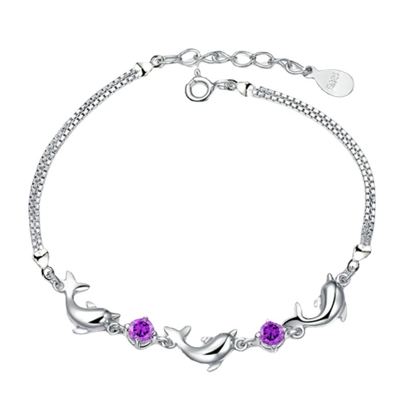 Goldkingdom Aksesoris Perhiasan Fashion Ready Stock Korea Dolphin Amethyst Bracelet Man Memberi Pacarnya Hadiah Ulang Tahun