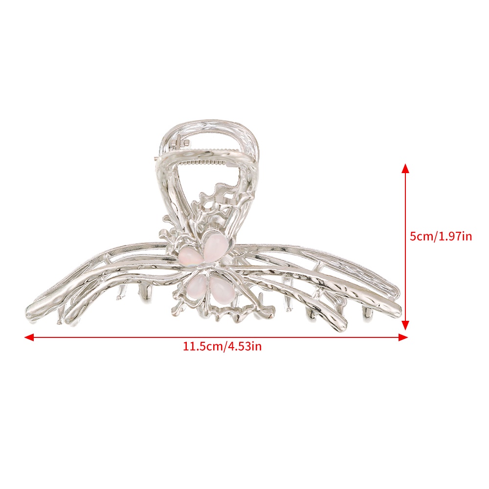 Jepit Rambut Batu Mata Kucing Kupu-Kupu 11cm Untuk Wanita Fashion Metal Hair Clip Aksesoris Rambut