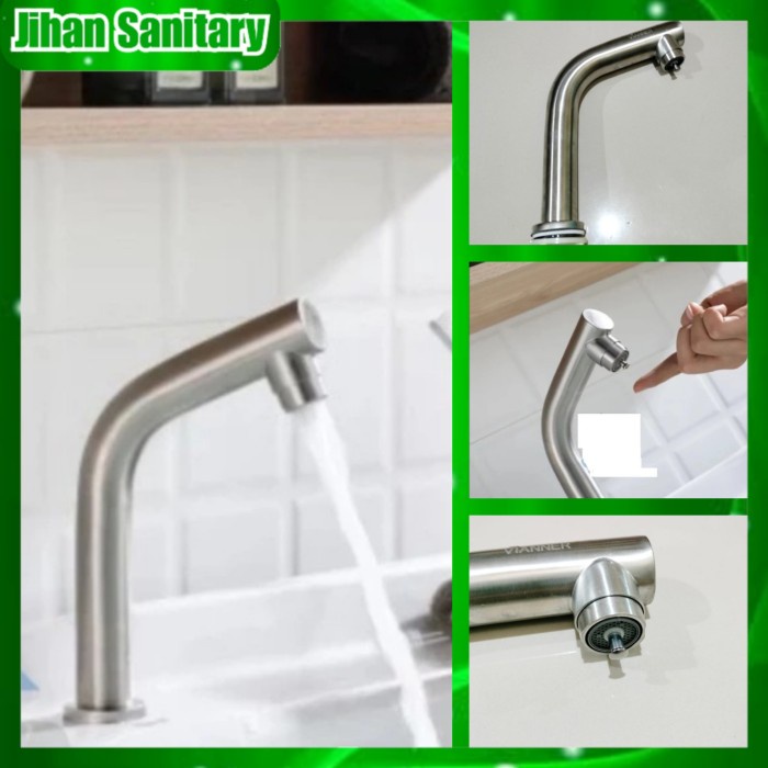 Kran wastafel tekan touch Stainless Kran Pencet Kran Tekan