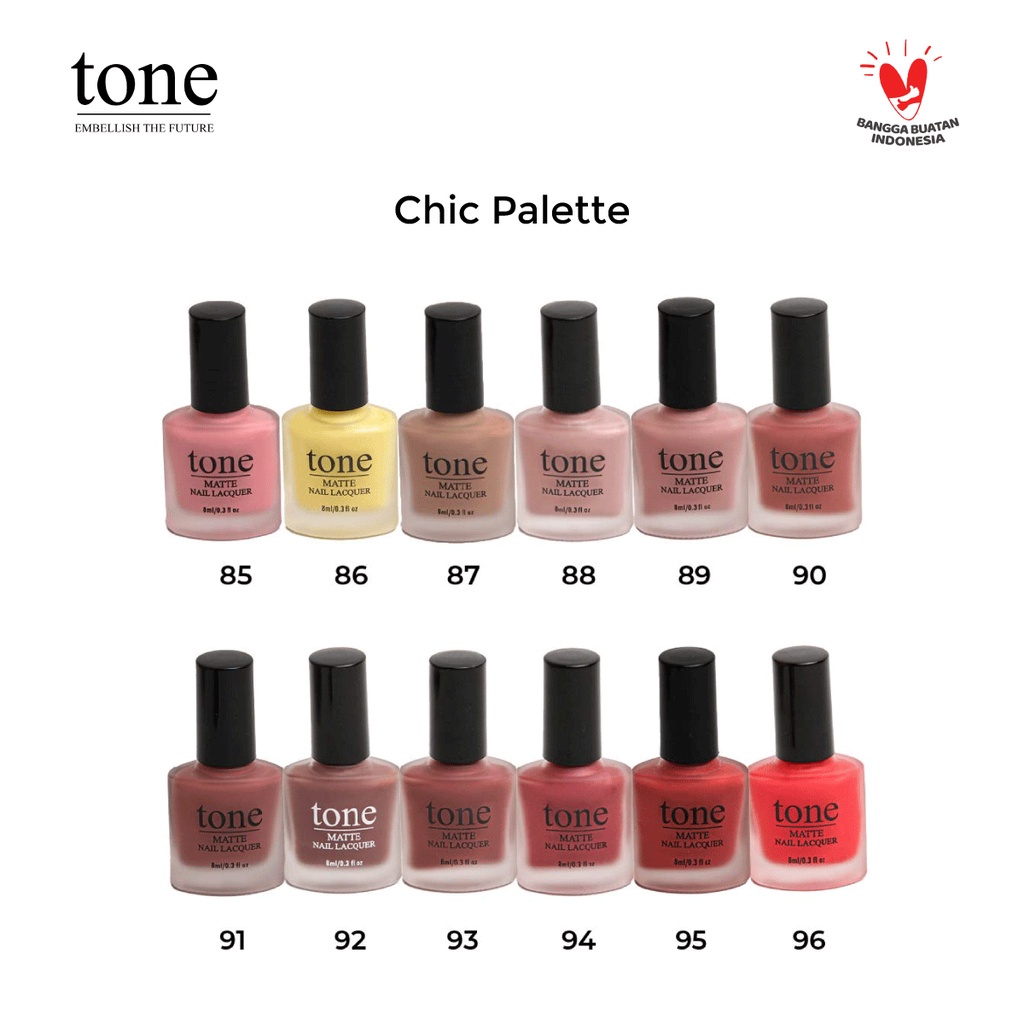 KUTEK Tone Nail Lacquer Chic Palette Matte Series 85-96