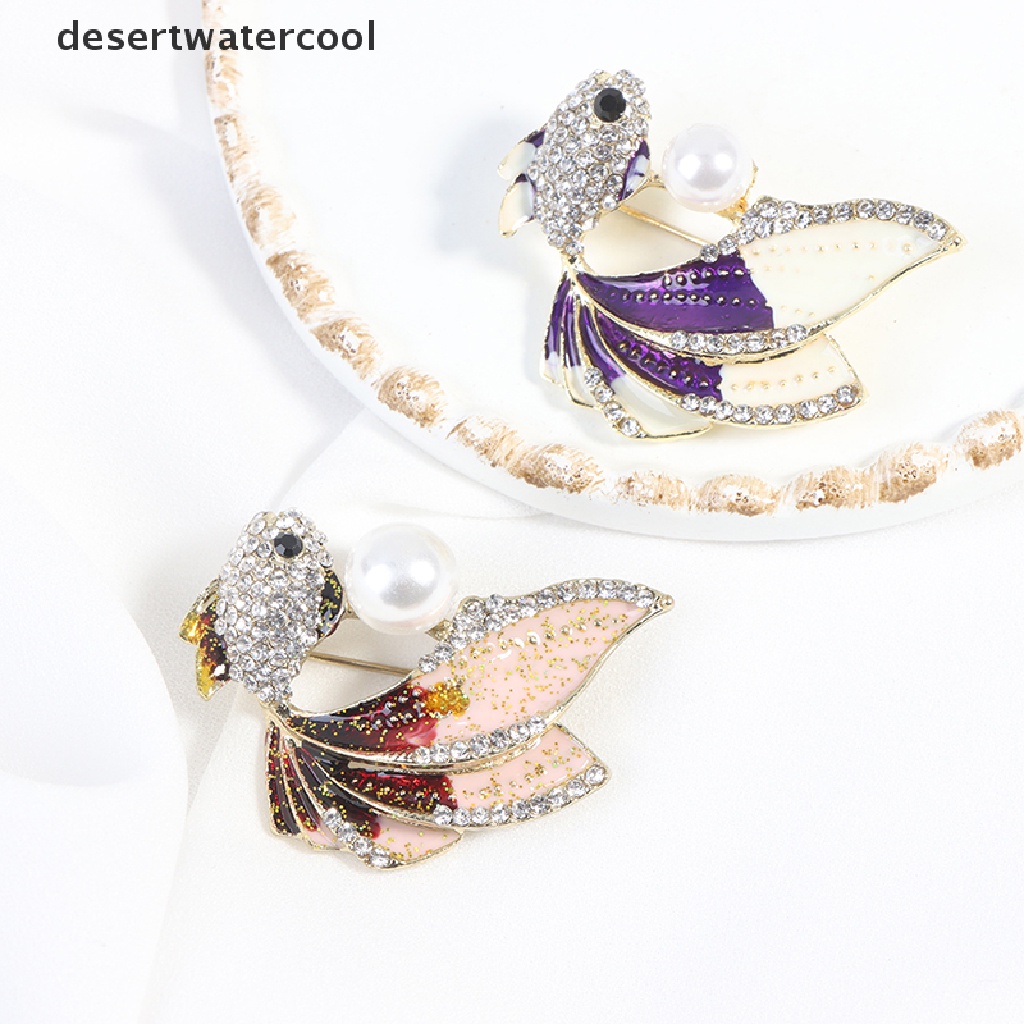 Deid 1Pc Kristal Berlian Imitasi Ikan Mas Bros Wanita Brooch Pin Aksesoris Pakaian Martijn