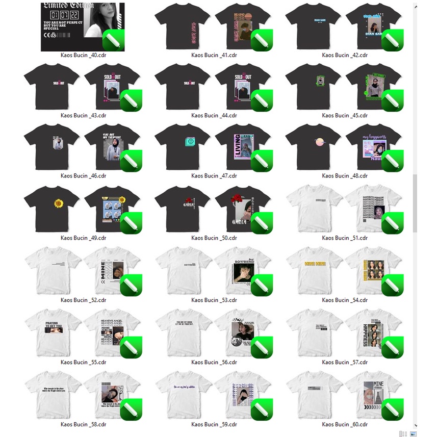 100 Desain Kaos Typography Kaos Bucin CorelDraw v24