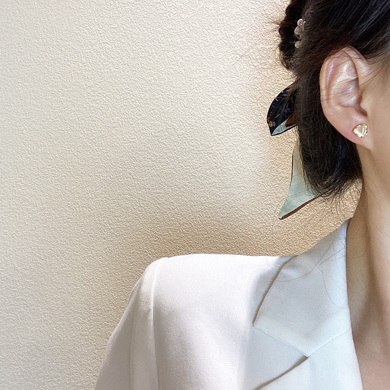 Japanese and Korean New Style Niche Opal Set Earrings Ins Personality Design Sense Simple One Week Ear Jewelry Fashion Accessories Jewelry