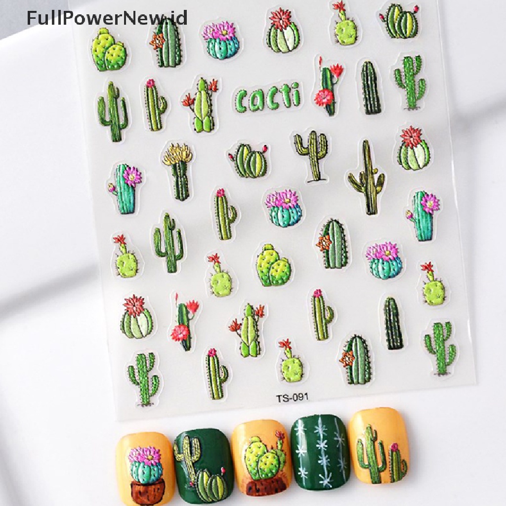 Power Nail Art Bunga Kaktus Berduri Tanaman Decals Self Adhesive Nail Decals Untuk Anak Perempuan ID