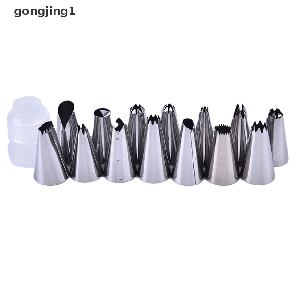 Ggg 16Pcs Silikon Aksesoris Dapur Pastry Bag Stainless Steel Nozzle DIY Kue ID