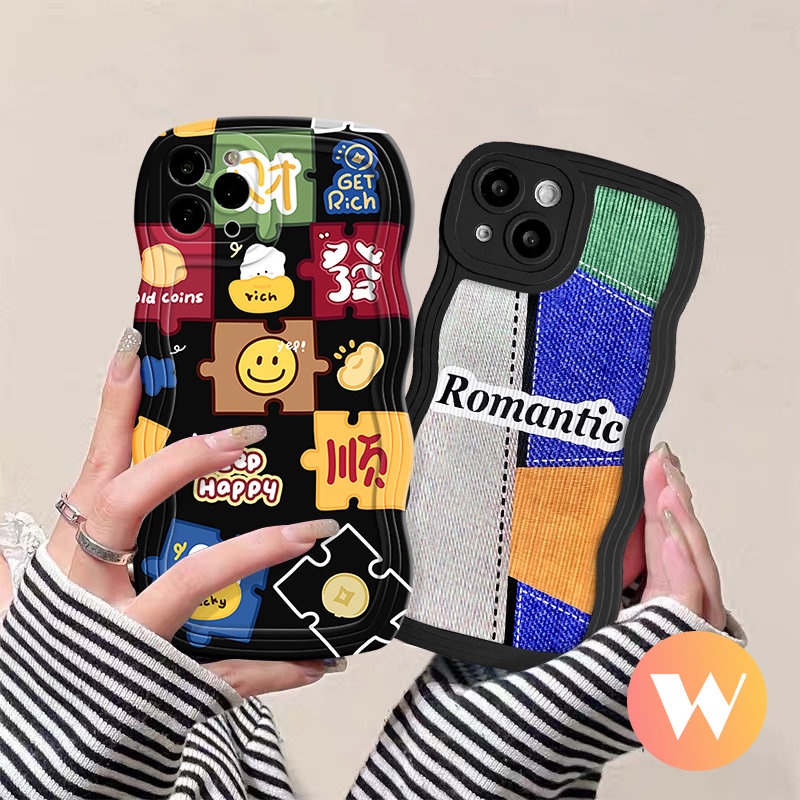 Casing Smile Splicing Kreatif Romantis Redmi Note8 11Pro 9s 9 10 11s 11 10s 10Pro Max Redmi 10A 9C 9A A1 10C 9T POCO M3 X3 NFC Pro Mi 11T Pro Wavy Edge Soft Cover