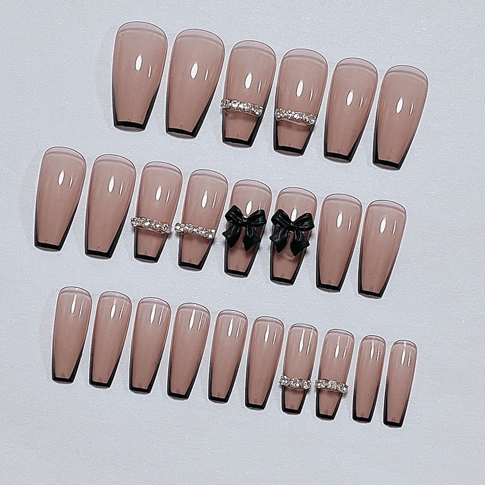 24pcs Kuku Palsu Set Desain DIY French Finger Nail Art Fasle Nail COD