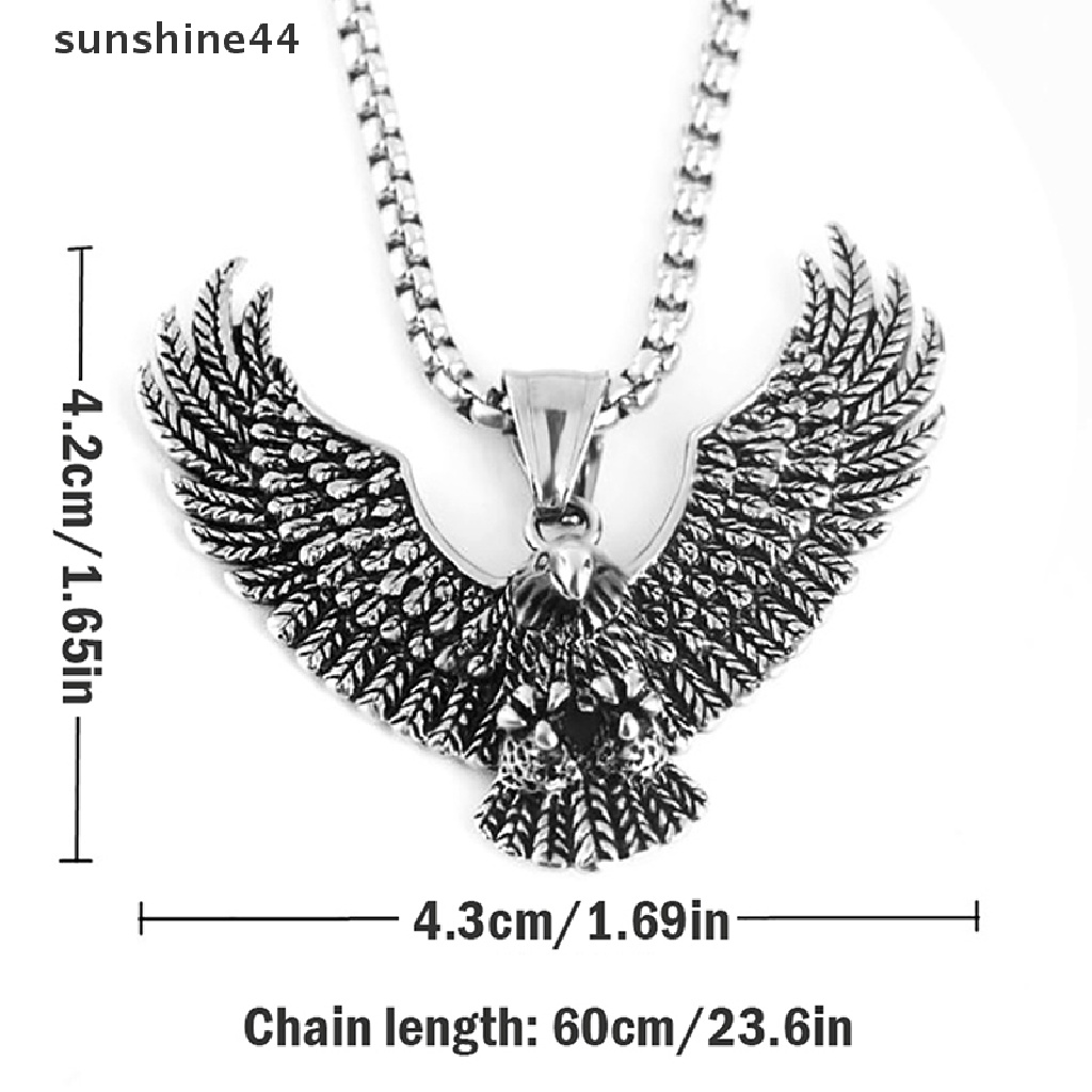 Sunshine Mens Stainless Steel Vintage Flying Eagle Pendant Kalung Perhiasan Rohani ID