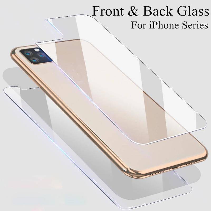 Kaca Depan+Belakang Untuk iPhone 11 Pro XS MAX X Xr7 8 Plus Pelindung Layar Tempere Glass Untuk Iphone5 5S SE 2020 2022 2016