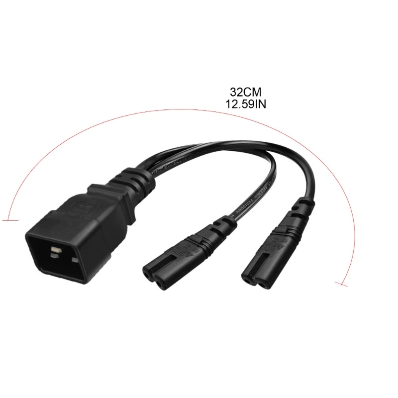 Zzz 1ft IEC320 C20 Ke IEC320 C7+C7 Female AC-Power Extension Cable Kabel Adaptor