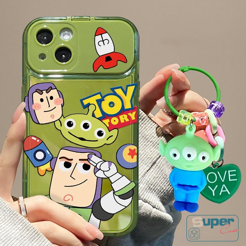 IPHONE Kartun Gelang Flip Make Up Cermin 3D Boneka Case Kompatibel Untuk Iphone7 8 14 Plus XR 11 13 12 14 Pro MAX X XS MAX SE Cute Toy Story Strawberry Bear Manyo Shockproof Soft Cover