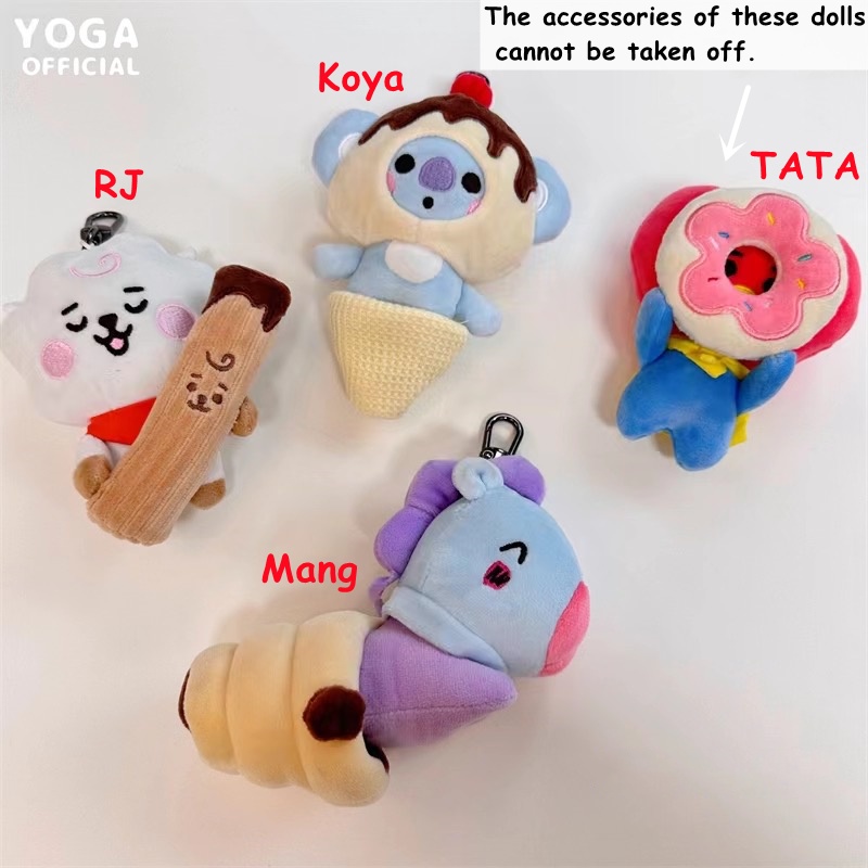 Kpop BTS BT21 Dessert Series CHIMMY COOKY RJ MANG KOYA TATA SHOOKY Boneka Mewah Liontin Gantungan Kunci Tas Mainan Mewah Aksesoris