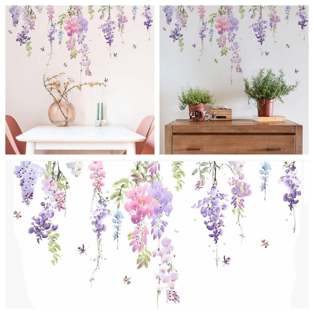 Populer Stiker Dinding PVC Perekat Diri Mural Art Floral Vine Kolase